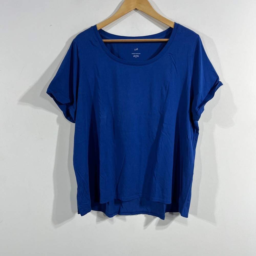 J. Jill Everyday Cotton Tee Royal Blue Scoop Neck Short Sleeve Top Womens XL